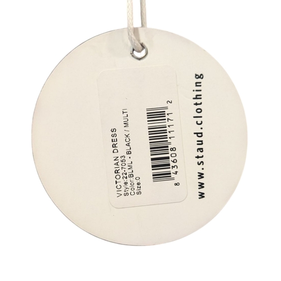 NWT Staud Victorian Vintage Black Rainbow Detail Maxi Dress Size 0 - Picture 5 of 10